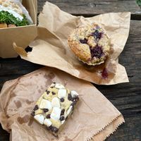Smores cookie bar and apple and blackberry crumble muffin at East Village Cafe in Bristol