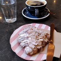 Almond croissant at East Village Cafe in Bristol
