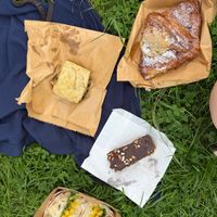 Selection of goodies for picnic lunch at East Village Cafe in Bristol