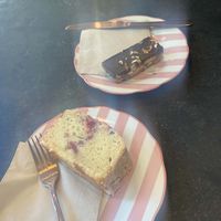 Lemon Raspberry Drizzle & Chocolate Pecan Shortbread   at East Village Cafe in Bristol