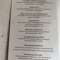Breakfast menu at East Village Cafe in Bristol