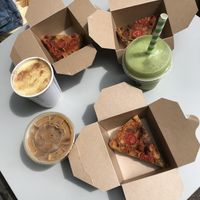 Vegan frittatas and drinks  at East Village Cafe in Bristol