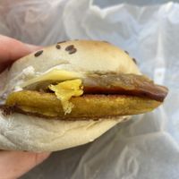 Breakfast brioche sandwich  at East Village Cafe in Bristol