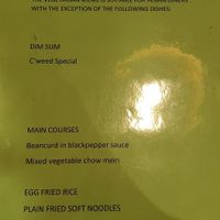 Non-vegan list at Little Yang Sing in Manchester