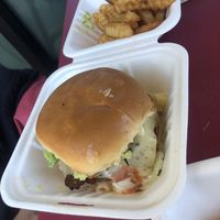 Buffalo Chik’n Burger plus crinkle fries  at Next Level Burger - Concord in Concord