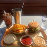 Chocolate coconut shake, crinkle cut fries and SoCal burger at Next Level Burger - Concord in Concord