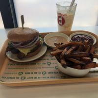 All -American and peach shake  at Next Level Burger - Concord in Concord