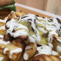 Great job with the new menu! Bacon, mushroom, cheese crinkle fries!!!!!!!!!!! at Next Level Burger - Concord in Concord