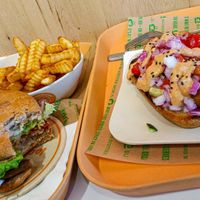 All-American Burger, Chicago Dog and fries. at Next Level Burger - Concord in Concord
