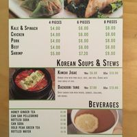 Menu back at Brown Rice Korean Grill in Baltimore