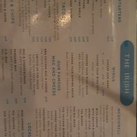 Menu at Tir Na Nog  in 