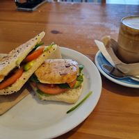 Tomato, avo and spinach panini. at Breeze Bistro in Whyalla