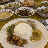 Rice & 5 vegetable curries with Papadam  at Dulnetha Homestay & Restaurant in Weligama