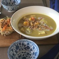 Vegan yellow curry with rice at Mai Jo Restaurant in Phu Quoc
