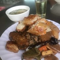 Piled high with goodness! The soup this time was excellent! at Tinh Tam Trai in Phu Quoc