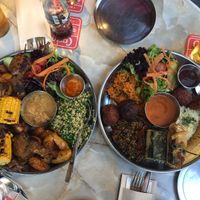 One veggie platter for 2 and one meat for 2 at Cafe Beguin in Brussels