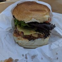 Vego burger with vegan cheese at The Lane in Rottnest Island