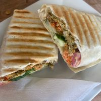 Toasted felafel veggie wrap  at The Bean Counter Cafe in Picton