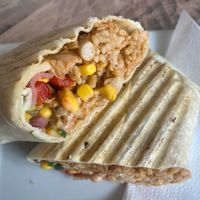 Rice, bean, corn toasted burrito  at The Bean Counter Cafe in Picton