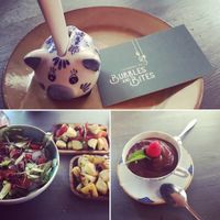 Vegan sides at Bubbles and Bites. Rosemary potatoes, mixed vegetables, green salad, black lentils ( not pictured) chocolate dessert. at Bubbles and Bites in Cascais