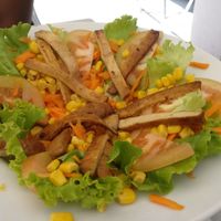Vegan salad with warm smoked tofu at Casanova in Porto
