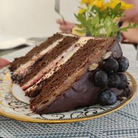 Chocolate & blueberry cake (8$) at Happy Zoe Vegan Bakery in Brooklyn