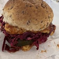 Red Cabbage,  🥬 Tempe and special sauce 😋  at Happy Zoe Vegan Bakery in Brooklyn