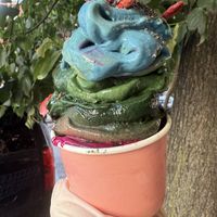 Raw vegan sugar free organic spirulina pineapple whip   at Happy Zoe Vegan Bakery in Brooklyn