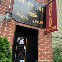 Outside at Happy Zoe Vegan Bakery in Brooklyn