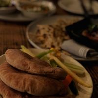 Meze platter, cashew halloumi, pita and veggies at XYST in New York City