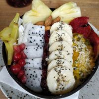 Coconut rice with tropical fruit at Cafefin in Prague