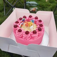 Cherry and almond birthday cake at Hillgate Cakery in Stockport
