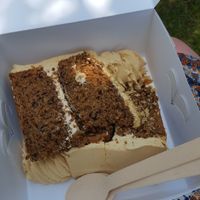 Coffee and walnut cake to go at Hillgate Cakery in Stockport