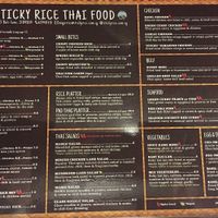 Menu at Sticky Rice Thai Food in Central Singapore