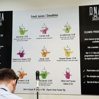 Sign at DNA Juices in South West London