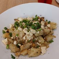 szare kluski / dumplings with sauerkraut and tofu at Kuchnia PoWolność in Poznan