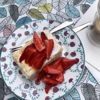 Kremówka z truskawkami - Creamy cake with strawberries 🍓 My absolute fav😍 at Kuchnia PoWolność in Poznan