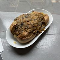 Vegan haggis in a baked potato   at The Baked Potato Shop in Edinburgh