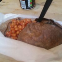 Baked potato with baked beans at The Baked Potato Shop in Edinburgh