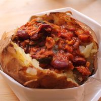 The chili bean topping (I can't remember the exact name)  at The Baked Potato Shop in Edinburgh