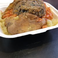 Vegan haggis and baked beans  at The Baked Potato Shop in Edinburgh
