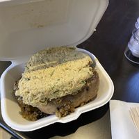 HUGE! vegan haggis and hummus on top 👌🏻👌🏻 at The Baked Potato Shop in Edinburgh
