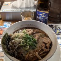 Vegan ramen with Garlic oil - has soy "meat" and some veggies at Kyushu Jangara Ramen - Akasaka in Tokyo