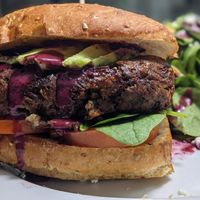 Homemade Vegan Burger at The Food and Art Cafe in Whitby