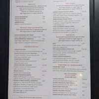 Vegan menu at The Food and Art Cafe in Whitby