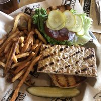 Bell’s burger. No cheese and no mayo with tempeh  at Bell's Brewery in Kalamazoo