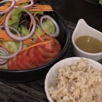 Garden salad and rice  at Goodsouls Kitchen in Chiang Mai