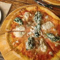 Creamy spinach pizza at Goodsouls Kitchen in Chiang Mai
