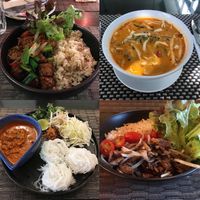Ginger tempehs/Tom yum/vermicelli &soup/mushroom &brown rice at Goodsouls Kitchen in Chiang Mai