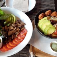 Potato and Falafel Bowl & Avocado Salad at Goodsouls Kitchen in Chiang Mai